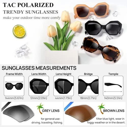 Vista 5 de MARE AZZURO Gafas de sol polarizadas de gran tamaño para mujeres y hombres, para conducir, pesca, deportes, protección UV400, para fiesta, playa, sol