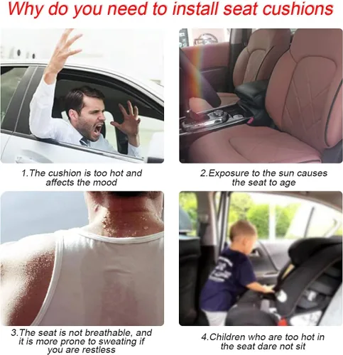 Vista 6 de 8sanlione Funda de cuero para asiento de automóvil, amortiguador/protector para asiento delantero de automóvil, funda de asiento transpirable