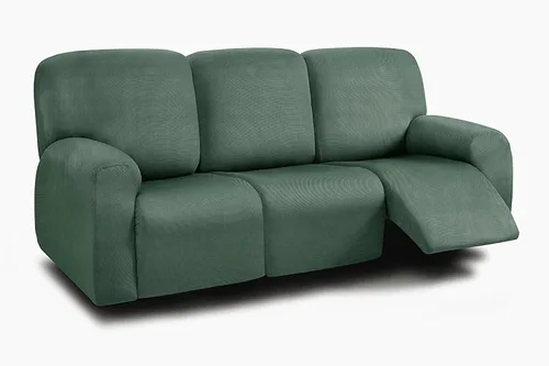 Vista 40 de ULTICOR Fundas para sofá reclinable de 8 piezas, fundas elásticas con hilo teñido para sofá reclinable de 3 cojines, gruesas, suaves y lavables Gris