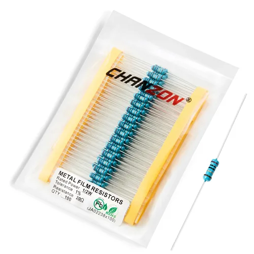 Vista 84 de Chanzon 100pcs 1/2W (0.5W) 1 Ω ohmios Resistencia fija de película metálica 0.01 ±1% Tolerancia 1R MF Orificio pasante Resistencias limitadoras
