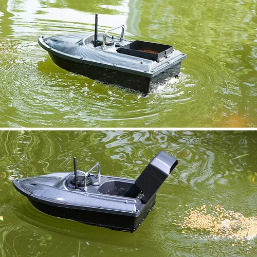 Vista 2 de Barco de cebo a control remoto para pesca, rango de 547 yardas, carga de 4.4 lbs, retorno automático, larga duración de la batería, perfecto