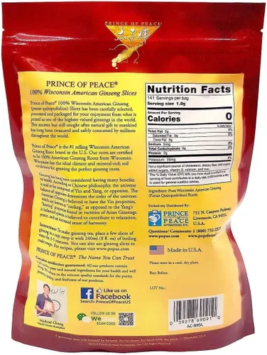 Vista 2 de Prince Of Peace Rebanadas de ginseng puro 100% Wisconsin American, 9 onzas, 8.99 oz