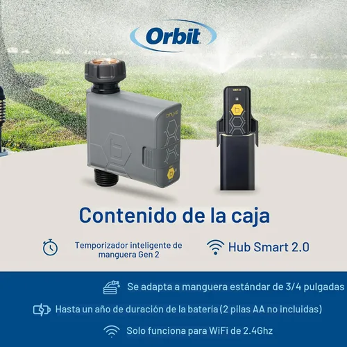 Vista 10 de Orbit 90204Z B-hyve Gen 2 Temporizador de riego de manguera inteligente con concentrador Wi-Fi