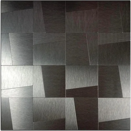 Vista 7 de Panel de 10 láminas de metal autoadhesivo para cocina, mosaico de aluminio autoadhesivo 3D, 11.81 x 11.81 x 0.12 pulgadas (10, negro cepillado)