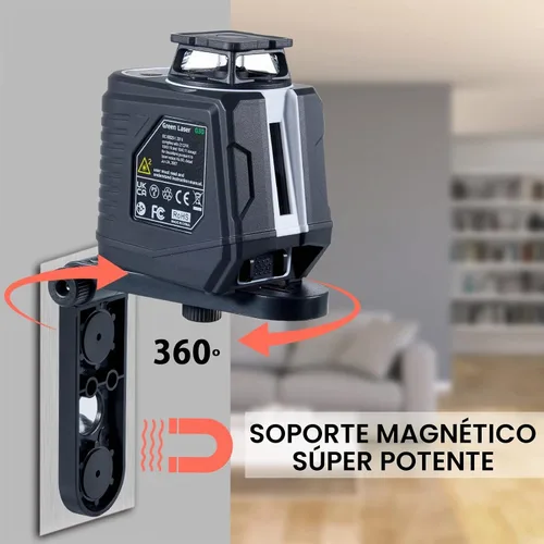 Vista 4 de Firecore Nivel láser 360 autonivelante, láser verde de línea cruzada de 360° de 82 pies, 3 ajustes de brillo, modo de pulso, soporte magnético