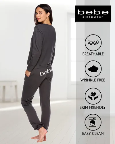 Vista 4 de bebe Conjunto de pijama de manga larga con puños y pantalones ajustados para mujer