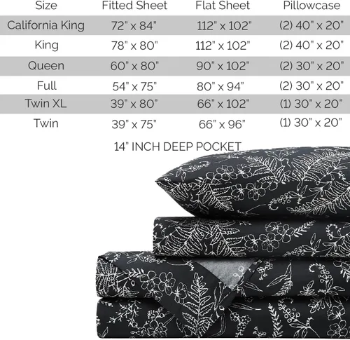 Vista 261 de Southshore Fine Living, Inc. Colección Winter Brush, juego de sábanas de 3 piezas para cama individual, sábana bajera con bolsillo profundo de 14