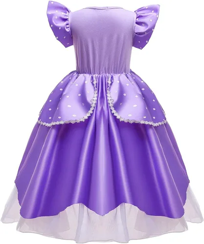 Vista 46 de Disfraz de princesa Sofía Rapunzel para niñas, disfraz de Halloween, Navidad, cumpleaños, fiesta con accesorios