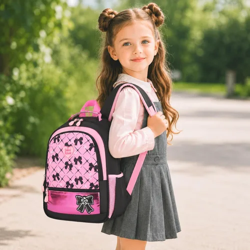 Vista 8 de Juego de mochila de 3 piezas, Arco rojo negro, Escuela