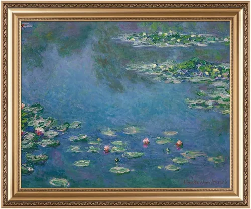 Vista 54 de IPIC - Reproducción artística de los lirios de agua de Claude Monet 1906, impresiones giclée coinciden con el marco dorado clásico, arte de pared