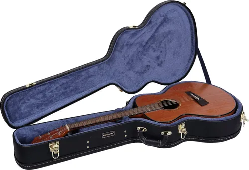 Vista 37 de Crossrock Estuche de madera para guitarra clásica de tamaño completo 4/4, diseño superior arqueado, interior de felpa, pestillos de metal Negro