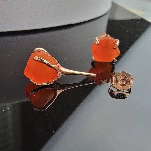 Vista 49 de Aretes de piedra preciosa natural en bruto con oro rosa sobre plata de ley 925, 6 a 0.276 in, regalo de piedra de nacimiento de calidad genuina