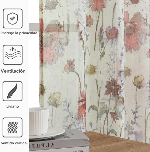 Vista 4 de OWENIE - Cortinas de cenefa arrugada transparentes de 14 pulgadas de longitud 2 piezas, cenefa moderna pequeña impresa para cocina, sala de estar