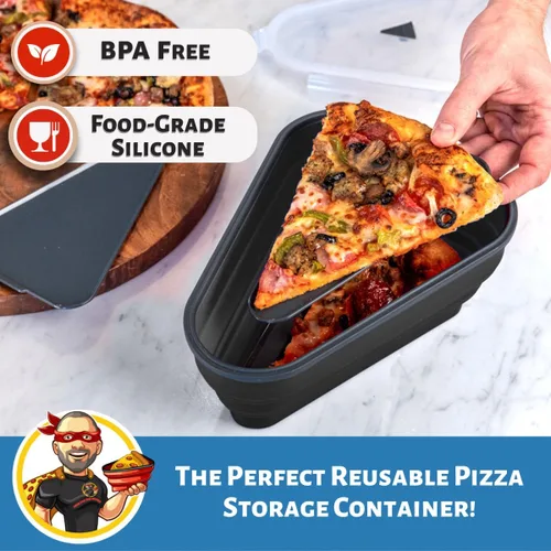 Vista 2 de El Paquete de Pizza Perfecto™ - Contenedor Reutilizable de Almacenamiento de Pizza con 5 Bandejas de Servicio Aptas para Microondas - Contenedor