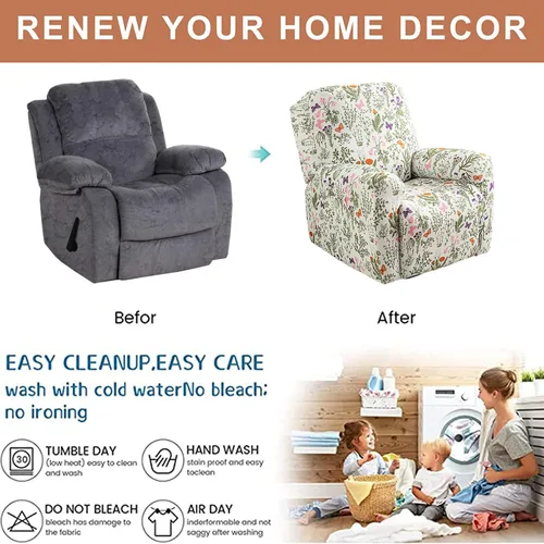 Vista 6 de Eco-Ancheng Fundas reclinables de 4 piezas, fundas para sillas reclinables, fundas elásticas para sofá reclinable, fundas ajustables