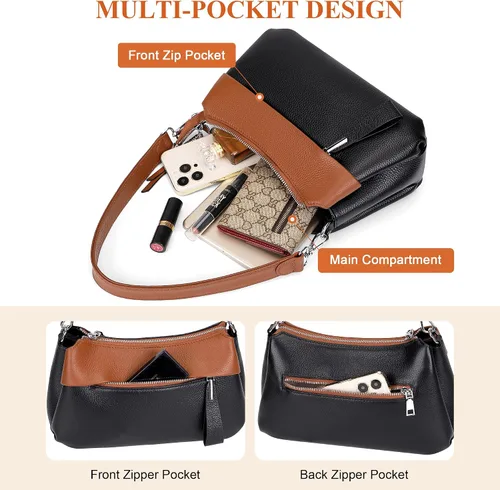 Vista 14 de Over Earth Genuine Leather Crossbody Bags for Women Small Hobo Handbags Shoulder Purses with 2 Detachable Straps