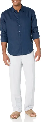 Vista 4 de Cubavera Men's Long Sleeve 100% Linen Essential Shirt with Pintuck Detail