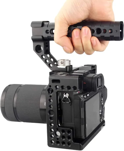 Vista 6 de A7iii / A7riii - Jaula de cámara completa y mango superior de localización ARRI, con 5 soportes de zapata fría, agujeros ARRI de 1/4 pulgadas y 3/8