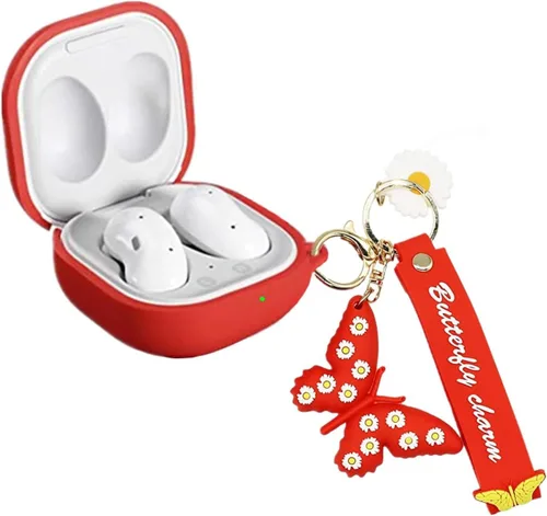 Vista 4 de Funda para Samsung Galaxy Buds2 Pro Case/Buds 2/Galaxy Buds Pro Live Case Cute Butterfly Silicone Earbuds Funda protectora con llavero para mujeres