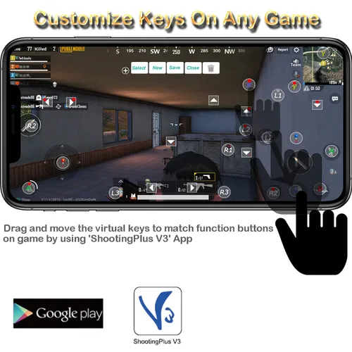 Vista 3 de Megadream Android Gamepad Controller, Wireless Key Mapping Gamepad Joystick Perfect for Call of Duty & PUBG Mobile & More, Compatible for Samsung