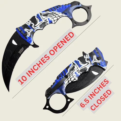 Vista 2 de Snake Eye Tactical Dark Fantasy Blade-Jumbo Every Day Carry Cuchillo plegable (azul)