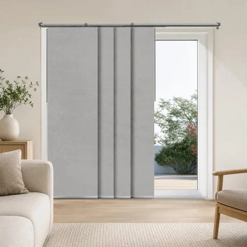 Vista 28 de CHICOLOGY Elegantes Persianas Verticales Transparentes Blancas para el Hogar, Ventanas Interiores Grandes, Puerta Corrediza, Patio (78" An x 84" Al)