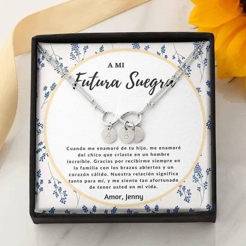 Vista 5 de Joyería para tarjetas de mensaje, regalo personalizado, regalo para la futura Suegra, collar futura suegra, Futura Suegra Joyas, Regalos de Boda, a