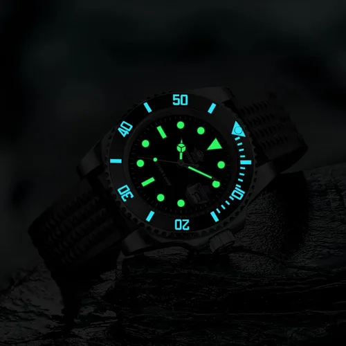 Vista 6 de ADDIESDIVE Quartz Dive Watch for Men Diver 200 M Steel Strap Luminous Multicolors Dial Black Blue Green