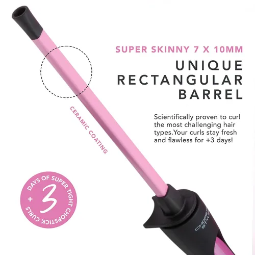 Vista 2 de CHOPSTICK STYLER Heroine - Varita rizadora profesional, 3/8 de barril rectangular de cerámica súper delgada para rizos apretados, naturales