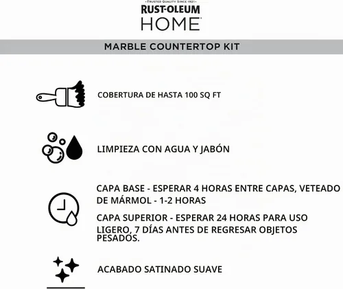Vista 8 de Rust-Oleum 369548 - Kit de revestimiento para encimera de mármol para el hogar, 72 onzas líquidas, negro