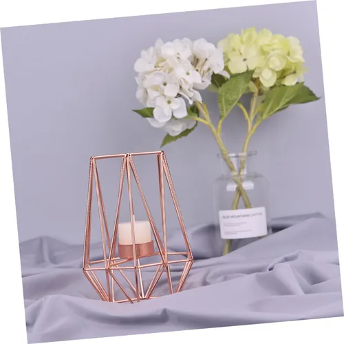 Vista 8 de IMIKEYA Elegante decoración para el hogar titular de vela de metal para vela de rosa Vela de moda antigua linterna de hierro forjado