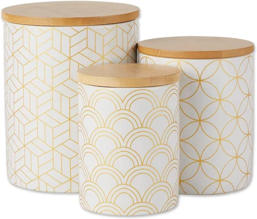 Vista 11 de DII - Juego de recipientes de cerámica para cocina, colección de azulejos florales, 3 piezas