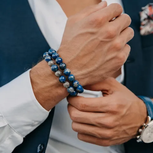 Vista 7 de Pulsera de cuentas para hombre Usuario con nombre, fama, fortuna y dinero 100% natural envuelto Pulsera de cuentas de piedras preciosas