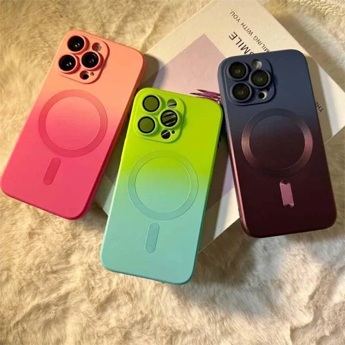 Vista 7 de Funda magnética para iPhone 13 Pro, color degradado, delgada, de silicona, suave, linda, con protector completo de cámara, cubierta a prueba