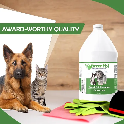 Vista 4 de GreenFist Champú acondicionador para mascotas para el cuidado de perros y gatos, limpieza intensa, potencia de piel suave, fabricado en Estados