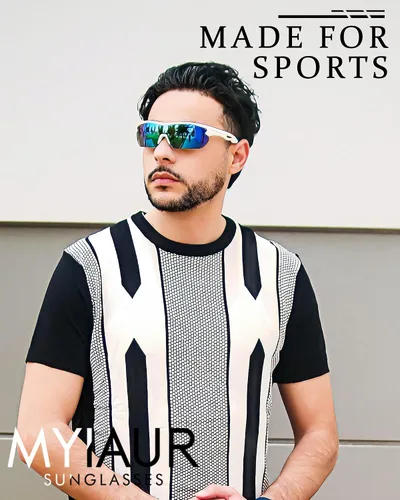 Vista 2 de Myiaur Gafas de sol para mujeres y hombres, protección UV400, estilo P-V, envolventes, ciclismo, deportes, correr, béisbol, M1728