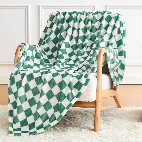 Vista 17 de Edenleaf - Manta de forro polar a cuadros negros para sofá, cálida decoración del hogar Ultra Soft Cozy Fuzzy Blanket for Bed Sofa, Fluffy