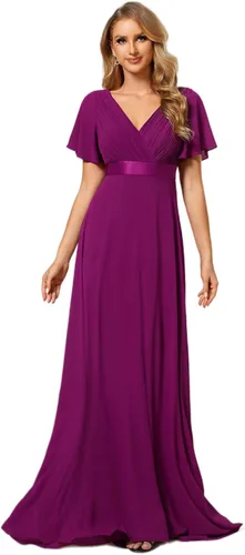 Vista 36 de Ever-Pretty Vestidos formales de mujer para madre de la novia, de manga corta, de chifón, con cintura imperio, de largo hasta el suelo, para dama