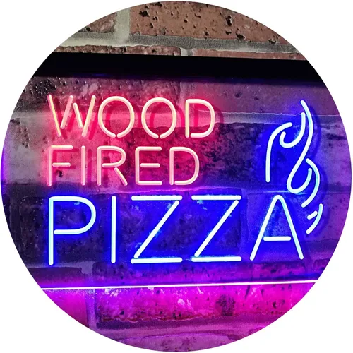 Vista 12 de ADVPRO Letrero de neón LED de doble color de pizza de madera, azul y rojo, 12 "x 8.5" st6s32-i2887-br