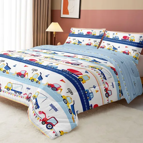 Vista 9 de Axolotl - Juego de ropa de cama para niños con diseño de gatos de dibujos animados tamaño individual, juego de edredón con líneas degradadas y lindo