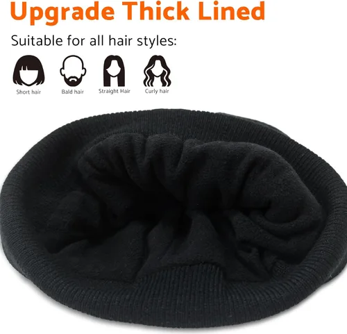 Vista 2 de PFFY Beanie for Men Women Unisex Knit Cuffed Plain Winter Thick Lined Beanies Hats