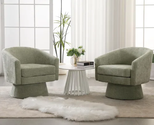 Vista 13 de Shunzhi Silla giratoria moderna, lino beige Sábanas beige