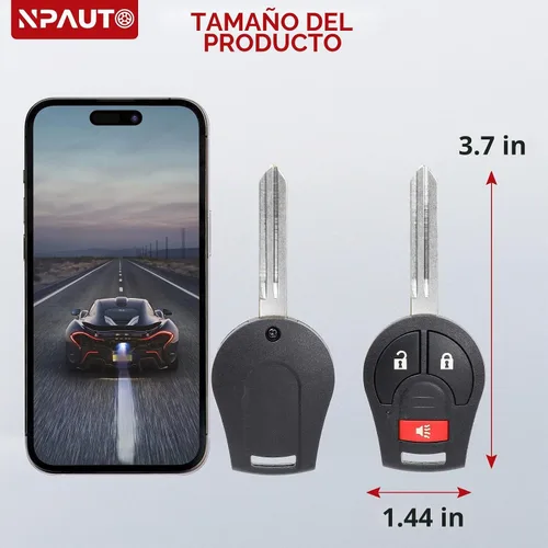 Vista 7 de NPAUTO Llavero de reemplazo para Nissan Versa Juke Rogue Sentra Titan Armada Cube Frontier NV 2008-2015 Infiniti FX35 FX45 2003-2008, llave