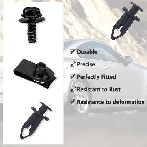 Vista 4 de 35 clips de sujeción para cubierta de motor de automóvil, juego surtido de tornillos y pernos para protector contra salpicaduras del parachoques