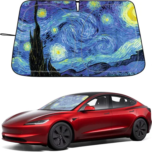 Vista 10 de Car Windshield Sunshade for Tesla Model 3 & Y UV Protection, Fits 2016-2026 Plateado