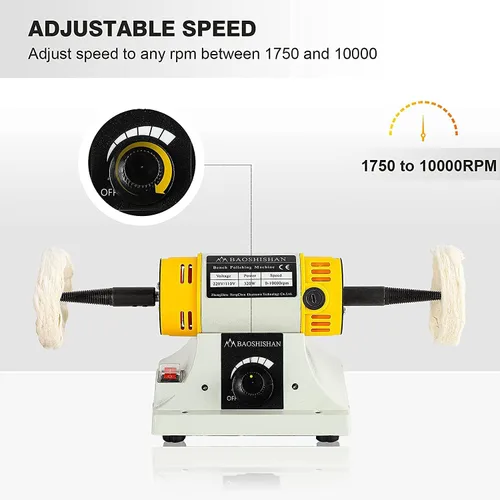Vista 4 de BAOSHISHAN Máquina pulidora eléctrica de sobremesa Pulidora de búfer de 4 pulgadas Velocidad variable resistente 320 W (220 V)