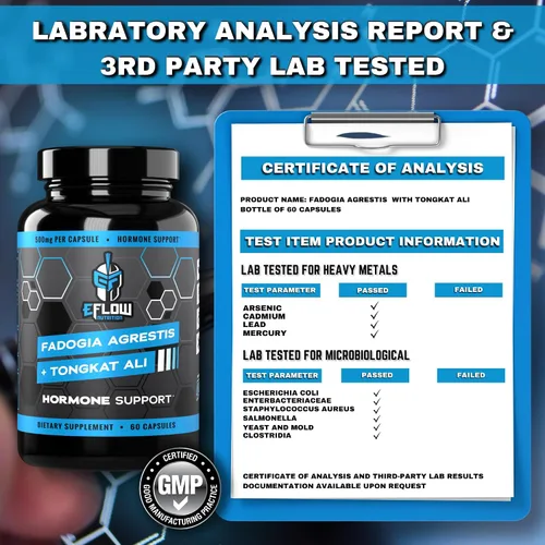 Vista 5 de eFlow Nutrition Fadogia Agrestis + Tongkat Ali - Suplemento de rendimiento natural 2 en 1 para la salud y el bienestar, hormona, energía y apoyo