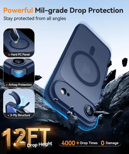 Vista 18 de CANSHN Funda magnética compatible con iPhone Air (6.5 pulgadas), mejorada [protección completa de la cámara] [compatible con Magsafe]