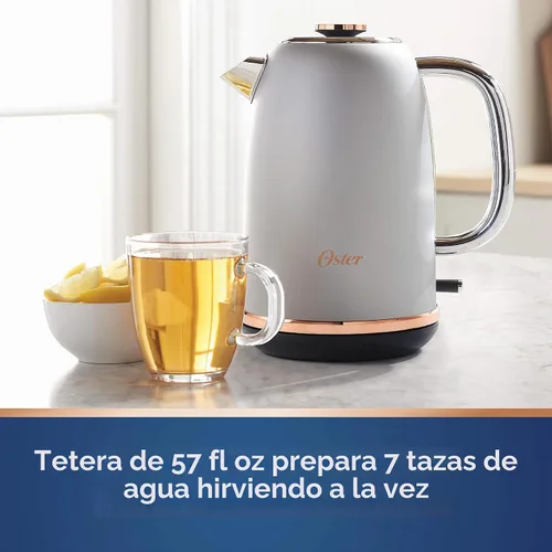 Vista 2 de Oster Hervidor eléctrico, colección Metropolitana con detalles de oro rosa