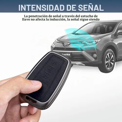 Vista 5 de YO&YOYE Compatible con funda para llave Toyota con llavero, estuche de cuero protector para llave inteligente para Camry RAV4 Highlander C-HR Prius